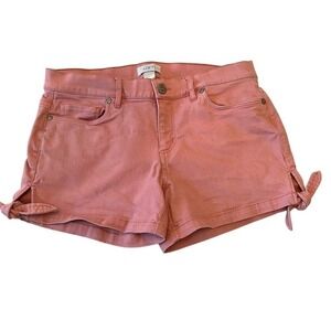 LOFT Pink Twill Tie Hem Shorts Stretch Mid Rise Y2K Coquette 2